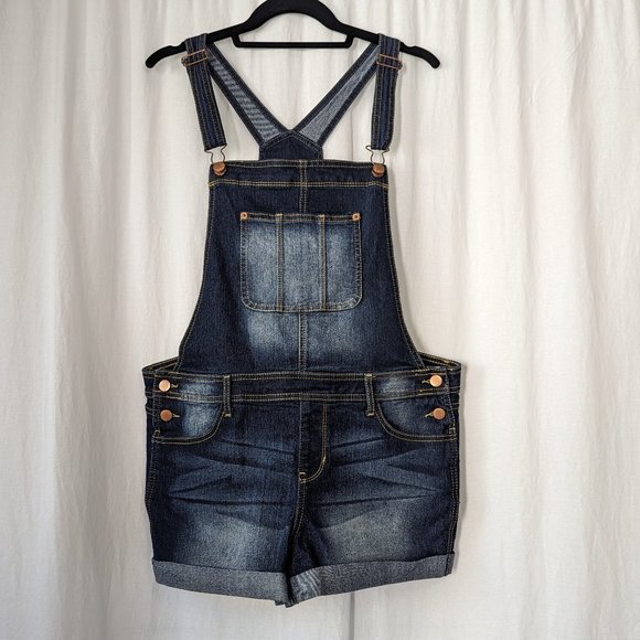 No Boundaries Denim Overalls Juniors Size Large - Picture 1 of 12